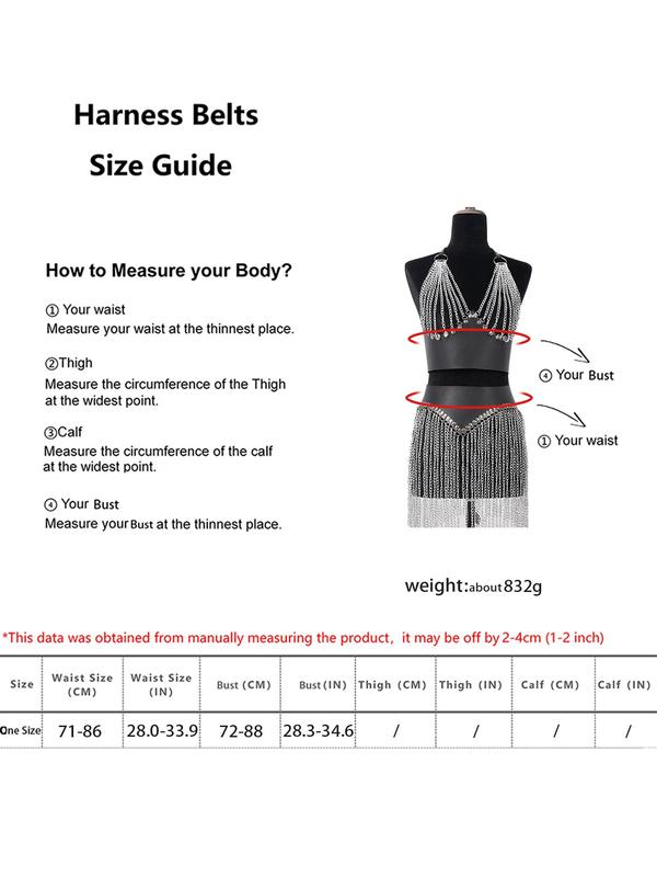 Punk Style Chain Tassel Decor Corset Belt & Harness Belt, Trendy Exquisite Belts for Women, Fashionable Belt Set for Party, Daily Clothing Decor