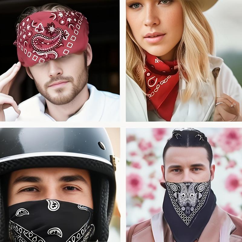 Paisley Print Bandana (12pcs set), Square Neckerchief, Sports Head Wrap, Fashion Wristband, Outdoor Sports Accessories, Face Masks, Headwear