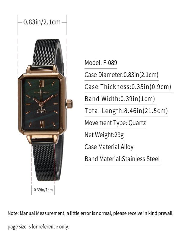 Women's Elegant Rectangle Dial Quartz Watch, Fashionable Wristwatch with Adjustable Strap, Trendy Watch for Daily & Business As Anniversary Gift with Box