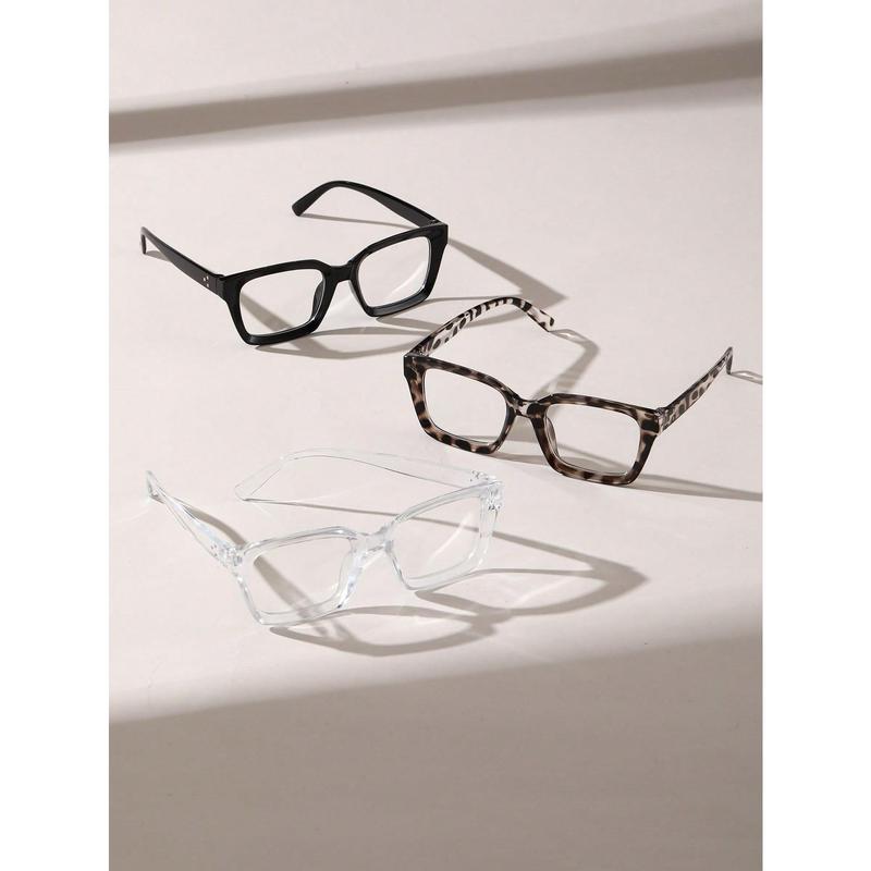 3 PCS women Geometric frame clear glasses Fashion Glasses Clothing Accessories  For Daily Decoration