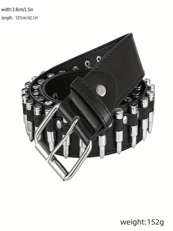 Punk Fashion Bullet Design Pu Leather Belt, Belts for Men, Hip Pop Buckle Designer Belt for Men Women, Gothic Style Belt for Party, Daily Matching Outfit, Fall Outfits, Fall Freshness