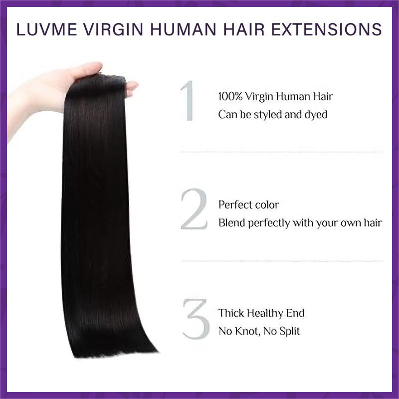 LUVME 100% Virgin Human Hair Extensions 135g Pack Straight, Body Wave, Kinky Curly, Yaki Straight ,Messy Curl Clip-In