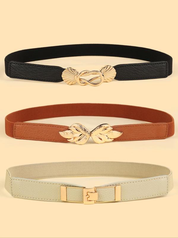 Women's Elegant Plain Color Belts, Trendy Minimalist Elastic Irregular Diagonal Buckle Design Belt, Chic All-match Accessories for Daily & Party Decor