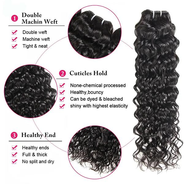 Water Wave Hair Bundles 1 3 4 Bundles Deal 100% Human Hair Weave Bundles Natural Color Remy Hair Weave Extensions