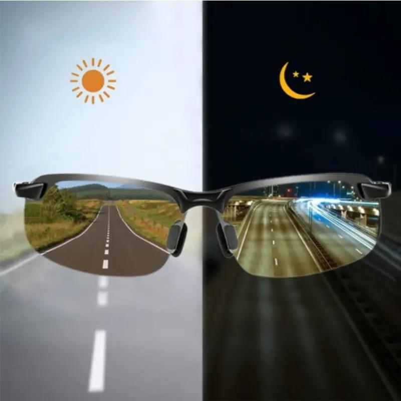 Men's Polarized Sunglasses For Day Night: Business-Style With Photochromic TAC Lenses And Zinc Alloy Frame