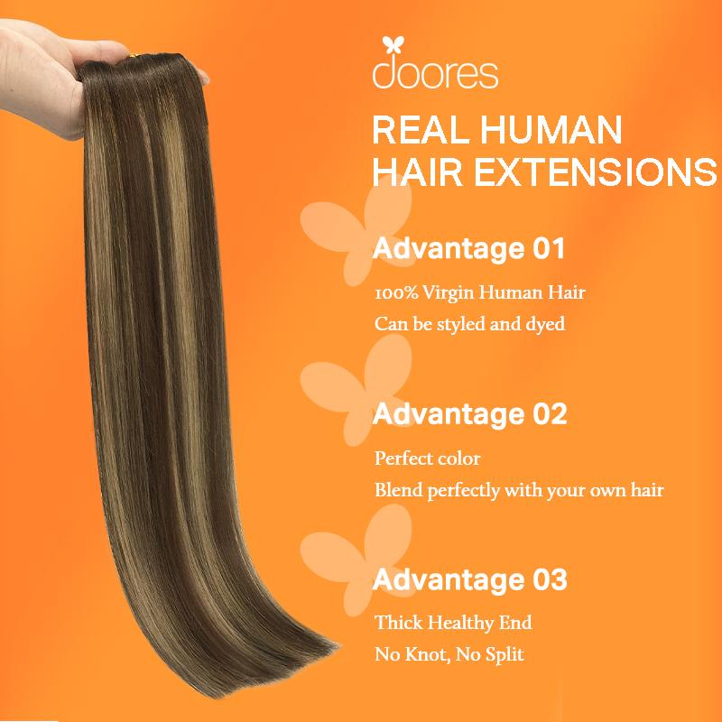 Doores Seamless Clip In Hair Extensions Remy Human Hair Extensions 7 Pcs Beginner Friendly Natural Straight