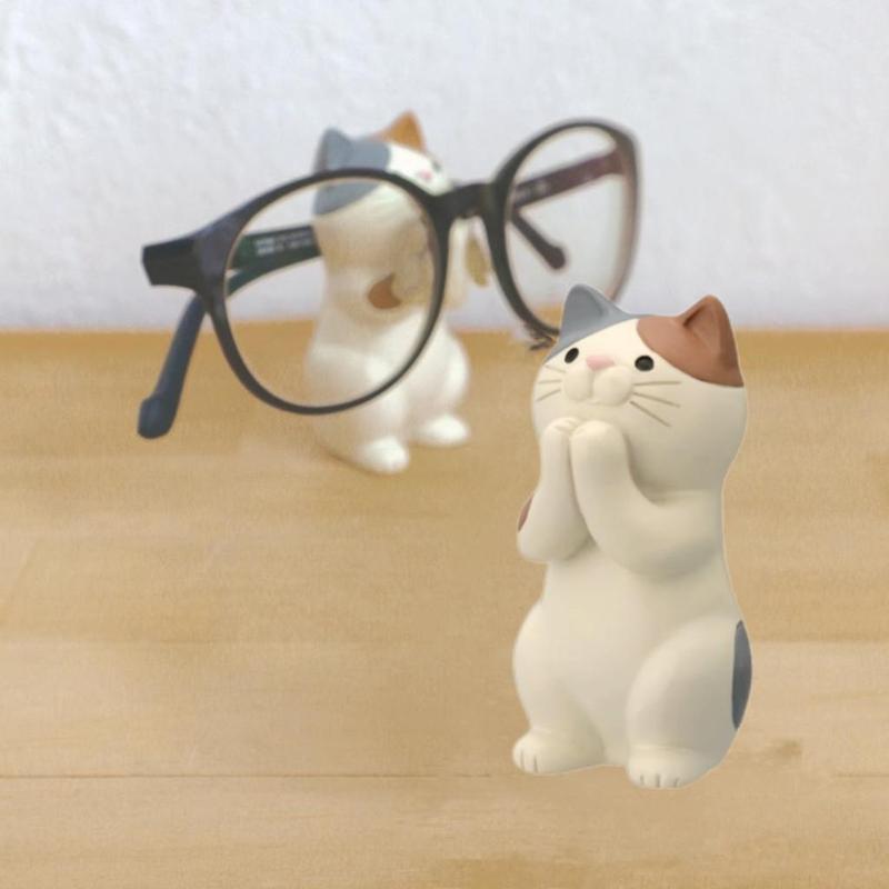 Cute Cat Design Glasses Holder, 1 Count Resin Ornament Glasses Holder, Creative Desktop Decoration for Home Living Room & Office & Coffee Shop