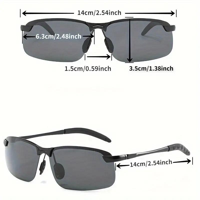 Men's Polarized Sunglasses For Day Night: Business-Style With Photochromic TAC Lenses And Zinc Alloy Frame