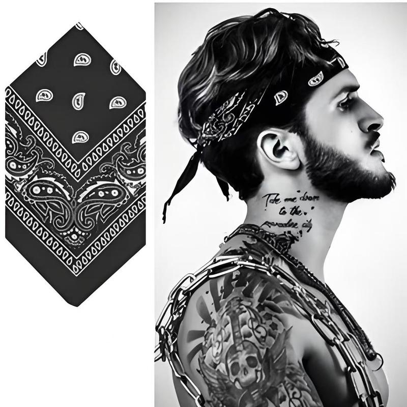 Paisley Print Bandana (12pcs set), Square Neckerchief, Sports Head Wrap, Fashion Wristband, Outdoor Sports Accessories, Face Masks, Headwear