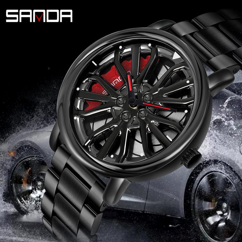 Creative Car Wheel Sports Watch Men Waterproof Military Sports Quartz Wrist Watches Luxury Steel Strap Clock Cool Male reloj