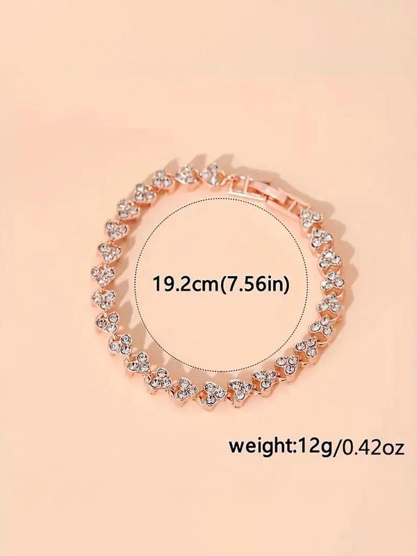 Women's Elegant Rhinestone Decorated Quartz Watch & Bracelet, Exquisite Trendy Wristwatch & Bracelet, Fashionable Watch Set As Gift without Box