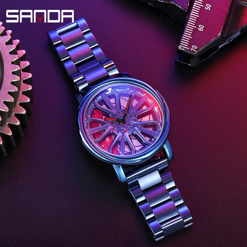 Creative Car Wheel Sports Watch Men Waterproof Military Sports Quartz Wrist Watches Luxury Steel Strap Clock Cool Male reloj