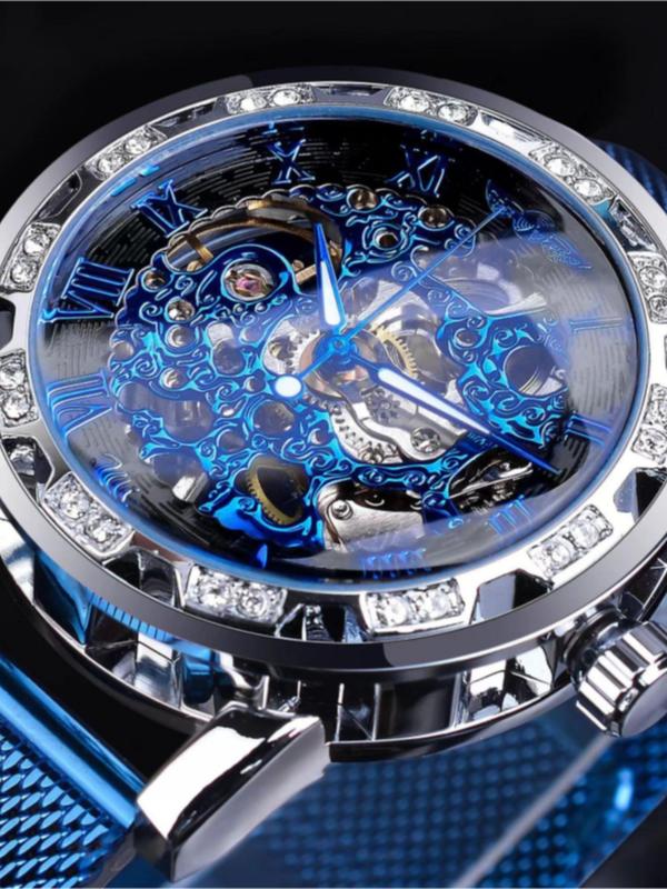 Men's Street Style Luminous Mechanical Watch, Fashion Trendy Watch for Party, Daily Decor, Exquisite All-match Accessories for Birthday Gift with Box