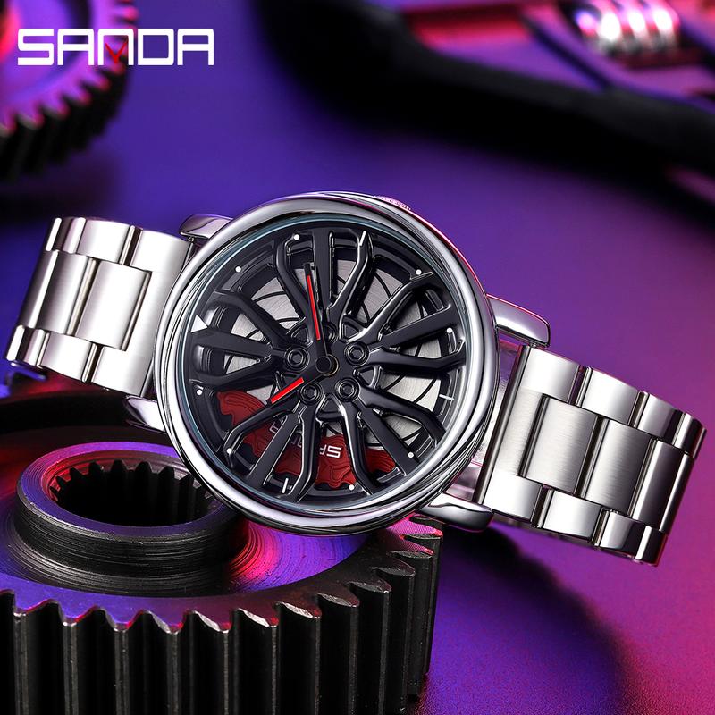 Creative Car Wheel Sports Watch Men Waterproof Military Sports Quartz Wrist Watches Luxury Steel Strap Clock Cool Male reloj