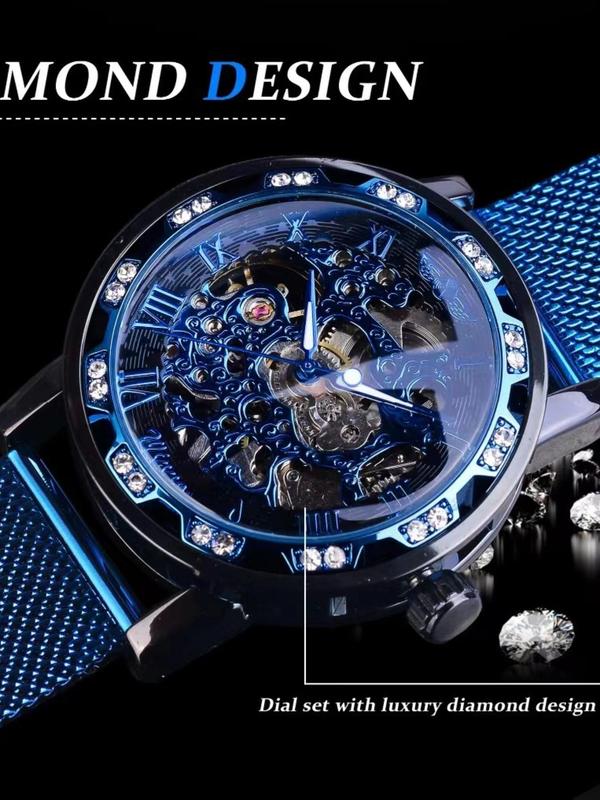 Men's Street Style Luminous Mechanical Watch, Fashion Trendy Watch for Party, Daily Decor, Exquisite All-match Accessories for Birthday Gift with Box