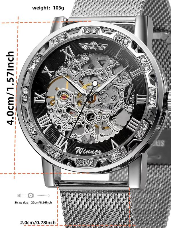 Men's Street Style Luminous Mechanical Watch, Fashion Trendy Watch for Party, Daily Decor, Exquisite All-match Accessories for Birthday Gift with Box