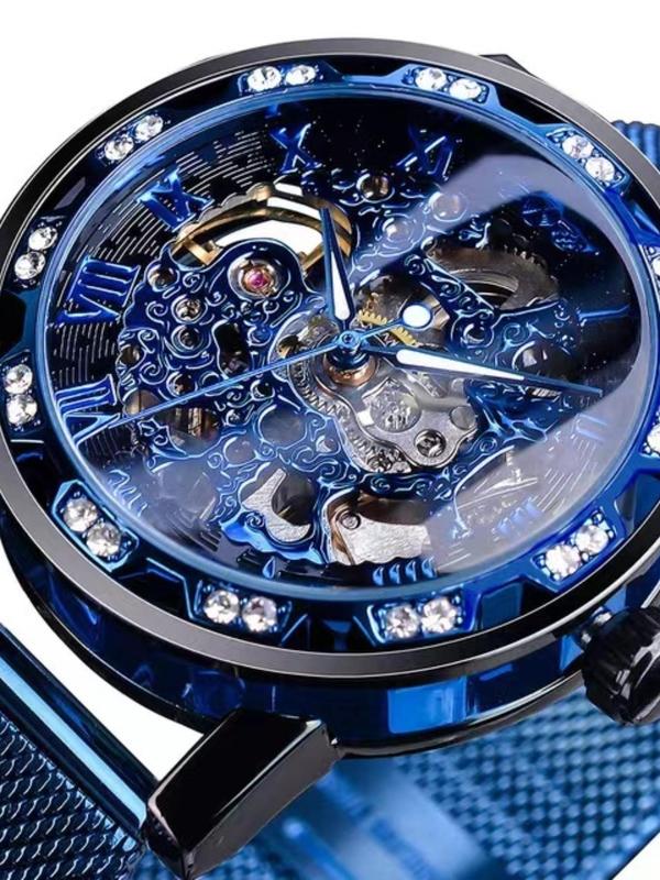 Men's Street Style Luminous Mechanical Watch, Fashion Trendy Watch for Party, Daily Decor, Exquisite All-match Accessories for Birthday Gift with Box