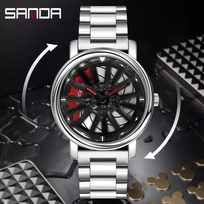 Creative Car Wheel Sports Watch Men Waterproof Military Sports Quartz Wrist Watches Luxury Steel Strap Clock Cool Male reloj