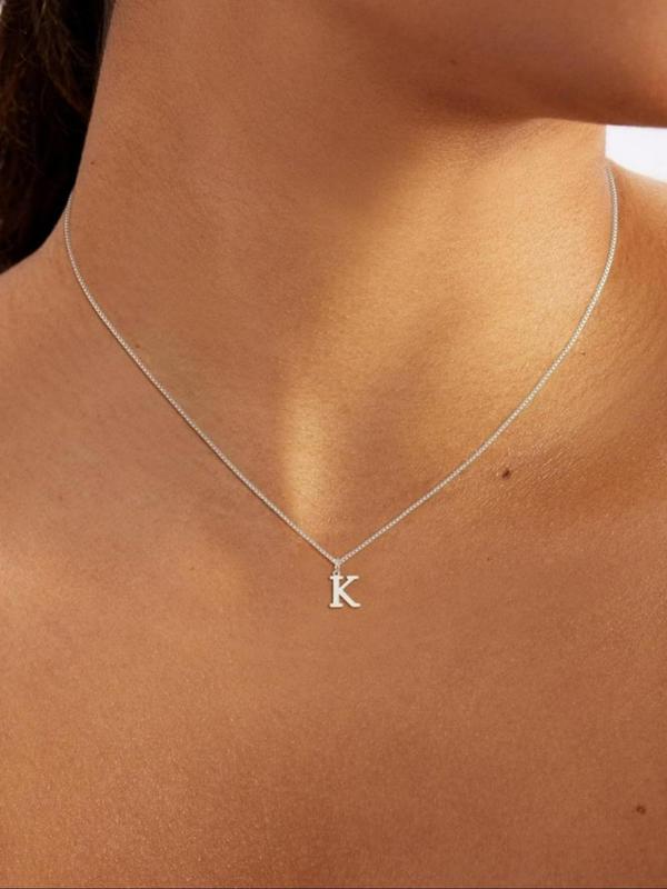 Stainless Steel Letter A-Z Pendant Necklace for Women & Girls, Fashion Jewelry for Party, Daily Decor, Trendy All-match & Exquisite Jewelry for Birthday Gift