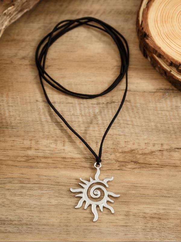 Spiral Sun Design Pendant Necklace for Women & Girls, Fashion Jewelry for Party, Daily Clothing Decor, Trendy All-match & Exquisite Jewelry for Birthday Gift