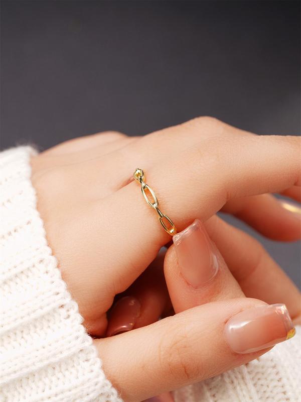 Simple Hollow Out Design Copper Ring, Fashion Accessories for Women for Party, Daily Clothing Decor, Trendy All-match & Exquisite Jewelry for Birthday Gift