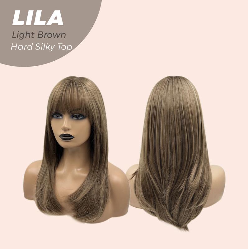 JBEXTENSION 20 Inches Scalpiana 3.5X4 Hard Silky Top Natural Scalp Effect Wig With Bangs LILA