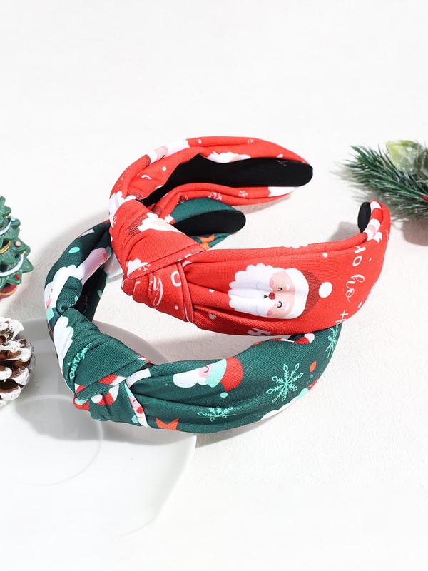 Cartoon Santa Claus Pattern Knot Design Headband, Cute Hair Accessories for Women & Girls, Minimalist Headwear Suitable for Thick Hair