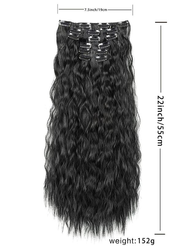 Women's 22inch Long Wavy Clip-in Hair Extensions for Daily & Costume Party, Natural Looking Fluffy Hair Hairpiece Extensions for Daily & Party Photography Decoration,  Hairstyle Ideas