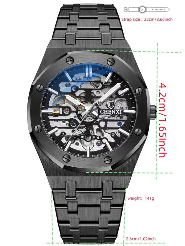 Men's Business Hollow Out Automatic Mechanical Watch, Fashion Watch for Party, Daily Clothing Decor, Trendy All-match & Exquisite Watch for Birthday Gift with Box