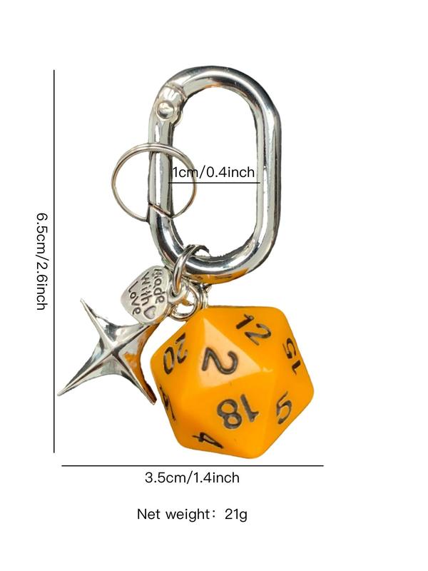 Dice & Star Design Charm Keychain for Bag & Car Keys, Cute Bag Charm for Women & Men, Trendy All-match & Exquisite Accessories for Birthday Gift