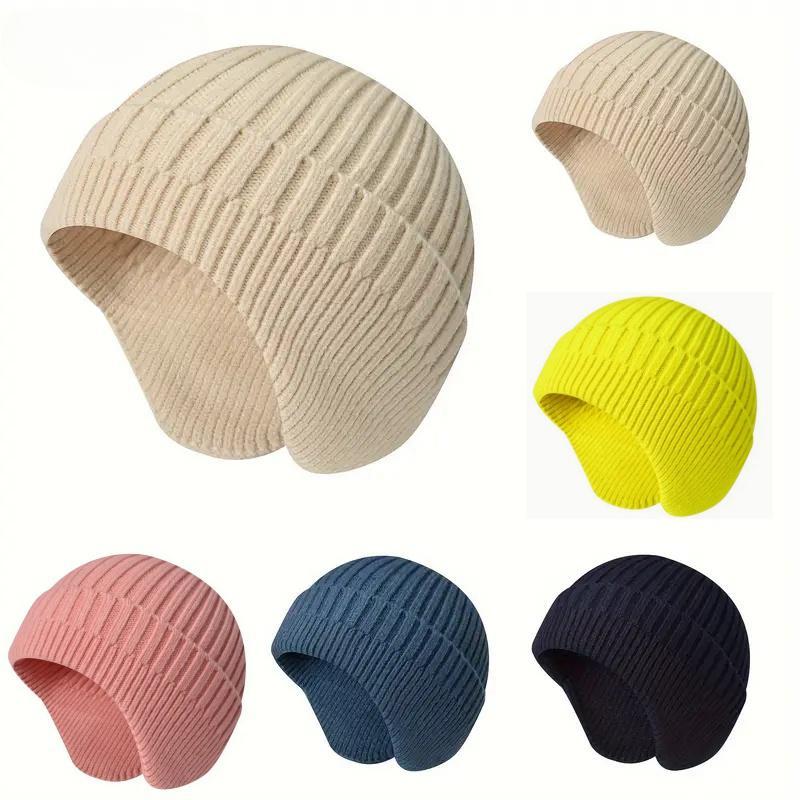 Solid Color Knitted Hat, 1 Count Soft Comfortable Winter Warm Hat, Lightweight Ear Cover Hat, Multifunctional Sports & Outdoor Accessories for Women, Christmas Gift