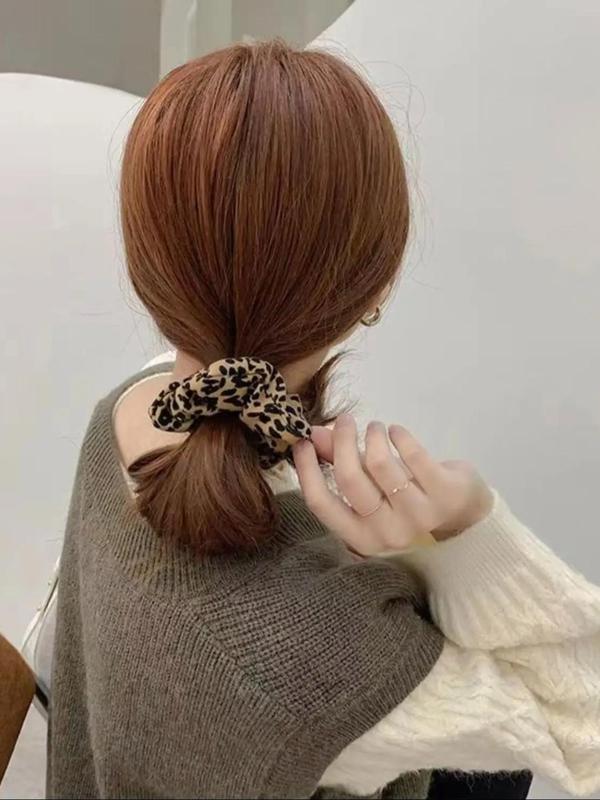 3pcs set Leopard Print Ruched Hair Tie, Trendy Matching Scrunchie, Fashionable Hair Accessories for Women & Girls, Casual Versatile Hair Accessories for Daily Wear