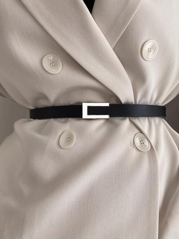 Women's Solid Color Buckle Belt, Fashionable Pu Leather Belt for Daily Clothing Decoration, Trendy All-match & Exquisite Belt for Gift