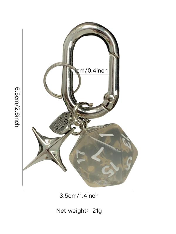 Dice & Star Design Charm Keychain for Bag & Car Keys, Cute Bag Charm for Women & Men, Trendy All-match & Exquisite Accessories for Birthday Gift