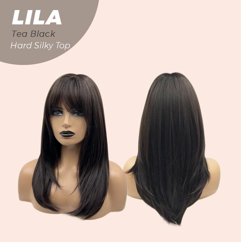 JBEXTENSION 20 Inches Scalpiana 3.5X4 Hard Silky Top Natural Scalp Effect Wig With Bangs LILA