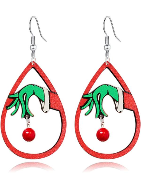 Christmas Cute Cartoon Design Dangle Earrings, Fashionable Water Drop Shaped Earrings for Women, Trendy All-match & Exquisite Jewelry for Birthday Gift