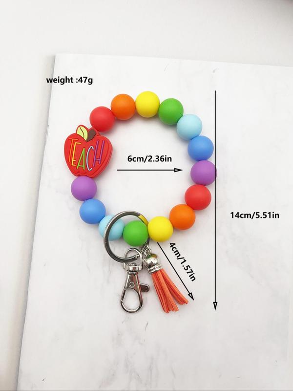 Cute Apple & Heart Decor Beaded Keychain, 2024 New Style Colorful Beaded Keychain for Women & Men, Fashion Accessories for Daily Use, Keychain for Car Keys