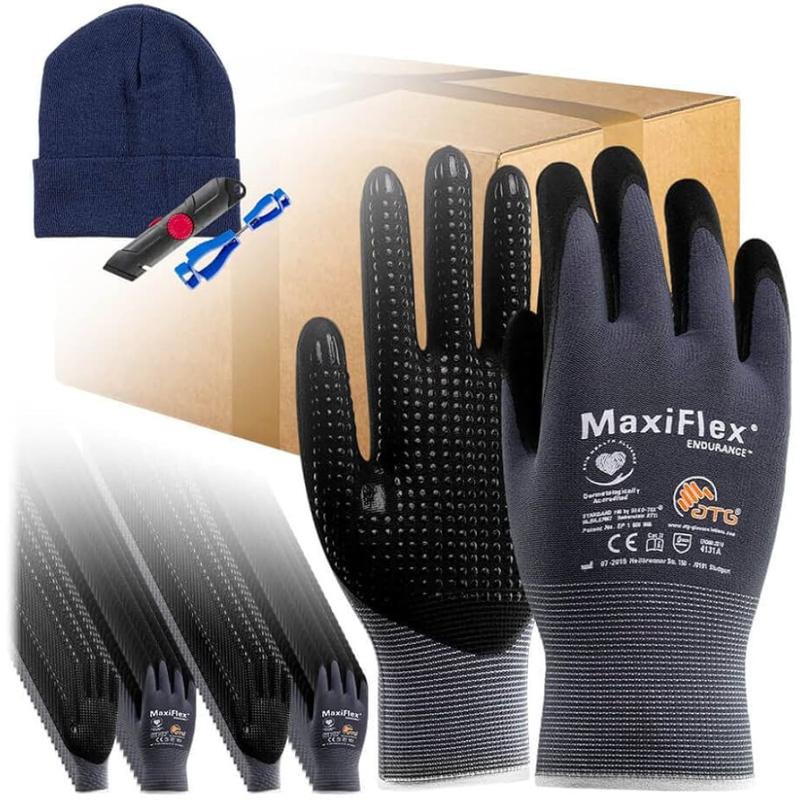 12 Pairs Pack | MaxiFlex PIP 34-844 | Endurance Knit Glove | Gray | Hand Protection | Medium and Large