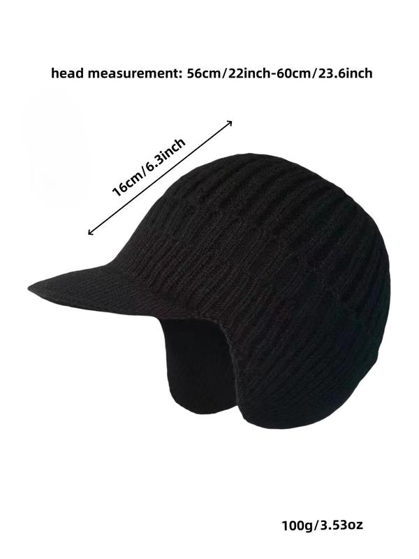 Men's Winter Warm Knitted Hat, Casual Trendy Hat with Ear Muffs, Fashionable Anti-freezing and Windproof Duckbill Hat for Outdoor Cycling, Skiing, Hiking