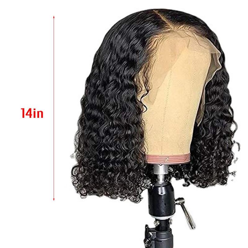 High temperature fiber - elegant deep wave wig, 150% density, ready to wear synthetic wig, dyed and bleached 14 inches, can be styled, glue free 4x4 lace combination,,