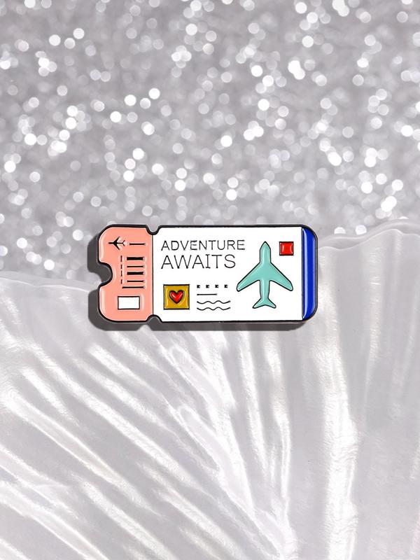 Unisex Cute Air Ticket Design Brooch, Cute Fashion Alloy Badge for Women & Men for Clothes & Backpack & Hat Decor, Creative Clothes Accessories for Party, Daily Decor