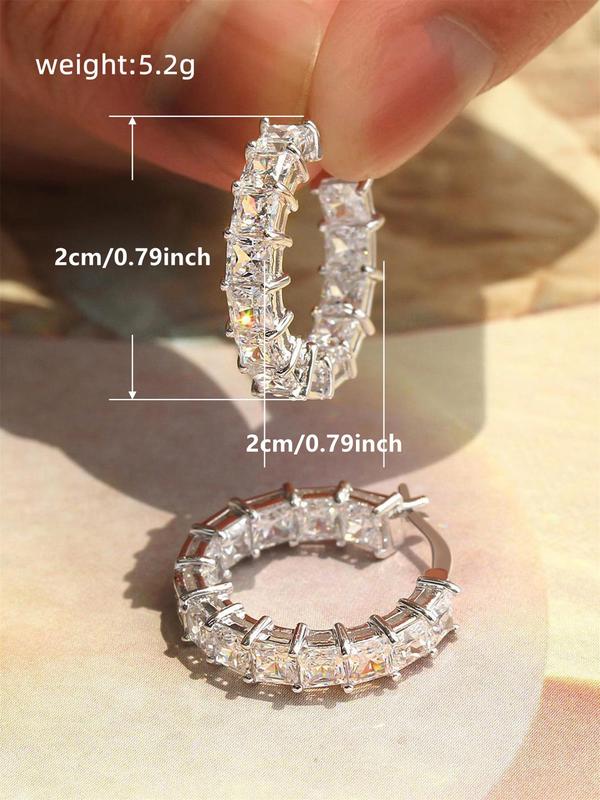 Rhinestone Decorated Hoop Earrings for Women & Girls, Fashion Jewelry for Party, Daily Clothing Decor, Trendy All-match & Exquisite Jewelry for Birthday Gift