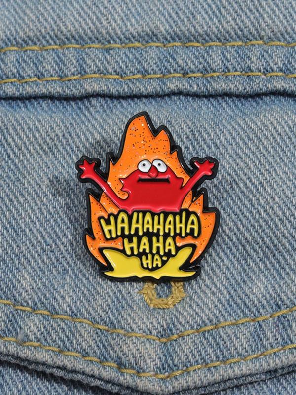 Cartoon Fire Man Design Brooch, Cute Casual Alloy Badge for Daily Clothing Decor, Trendy All-match & Exquisite Brooch for Birthday Gift