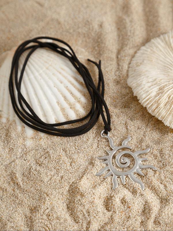 Spiral Sun Design Pendant Necklace for Women & Girls, Fashion Jewelry for Party, Daily Clothing Decor, Trendy All-match & Exquisite Jewelry for Birthday Gift