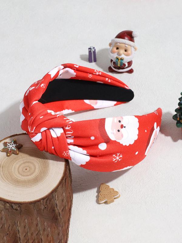 Cartoon Santa Claus Pattern Knot Design Headband, Cute Hair Accessories for Women & Girls, Minimalist Headwear Suitable for Thick Hair