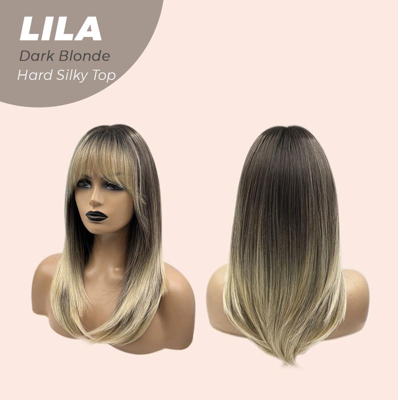 JBEXTENSION 20 Inches Scalpiana 3.5X4 Hard Silky Top Natural Scalp Effect Wig With Bangs LILA