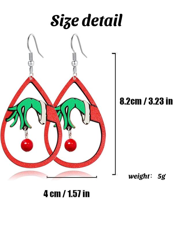 Christmas Cute Cartoon Design Dangle Earrings, Fashionable Water Drop Shaped Earrings for Women, Trendy All-match & Exquisite Jewelry for Birthday Gift