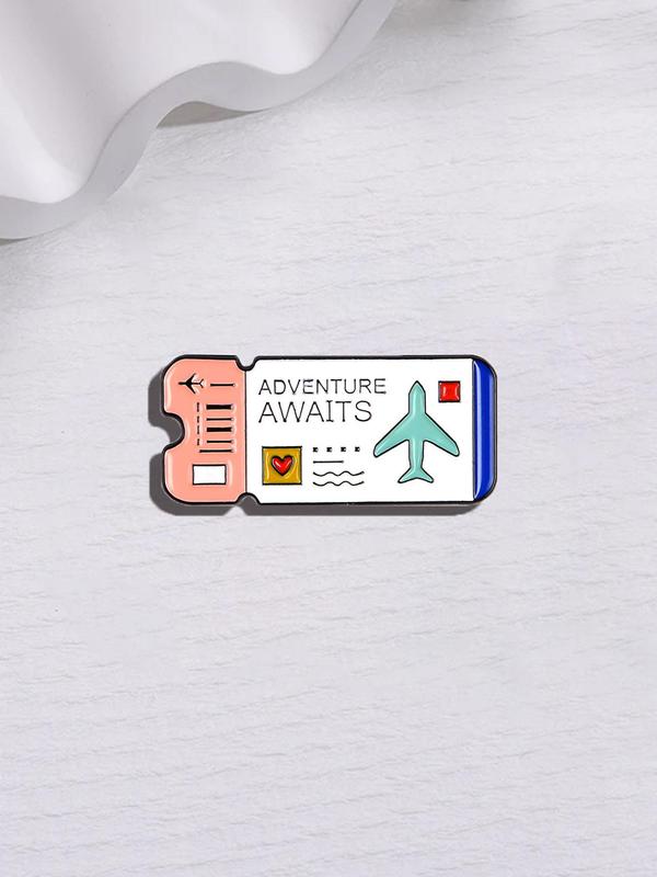 Unisex Cute Air Ticket Design Brooch, Cute Fashion Alloy Badge for Women & Men for Clothes & Backpack & Hat Decor, Creative Clothes Accessories for Party, Daily Decor