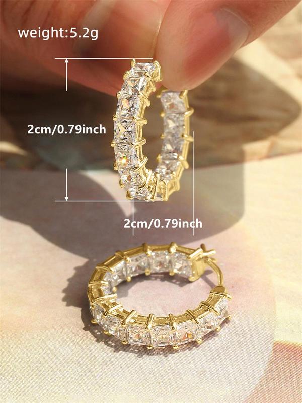 Rhinestone Decorated Hoop Earrings for Women & Girls, Fashion Jewelry for Party, Daily Clothing Decor, Trendy All-match & Exquisite Jewelry for Birthday Gift