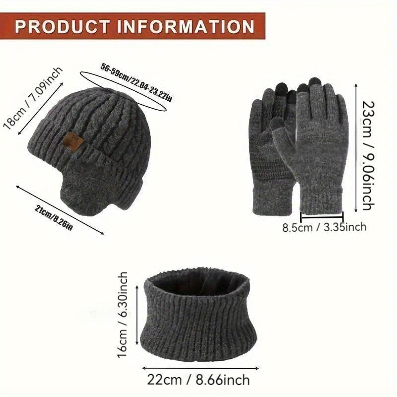 Winter Warm Knit Hat & Touch Screen Gloves Set, 6 Counts set Outdoor Cycling Hat & Gloves Set, Outdoor Sports Accessories for Men & Women